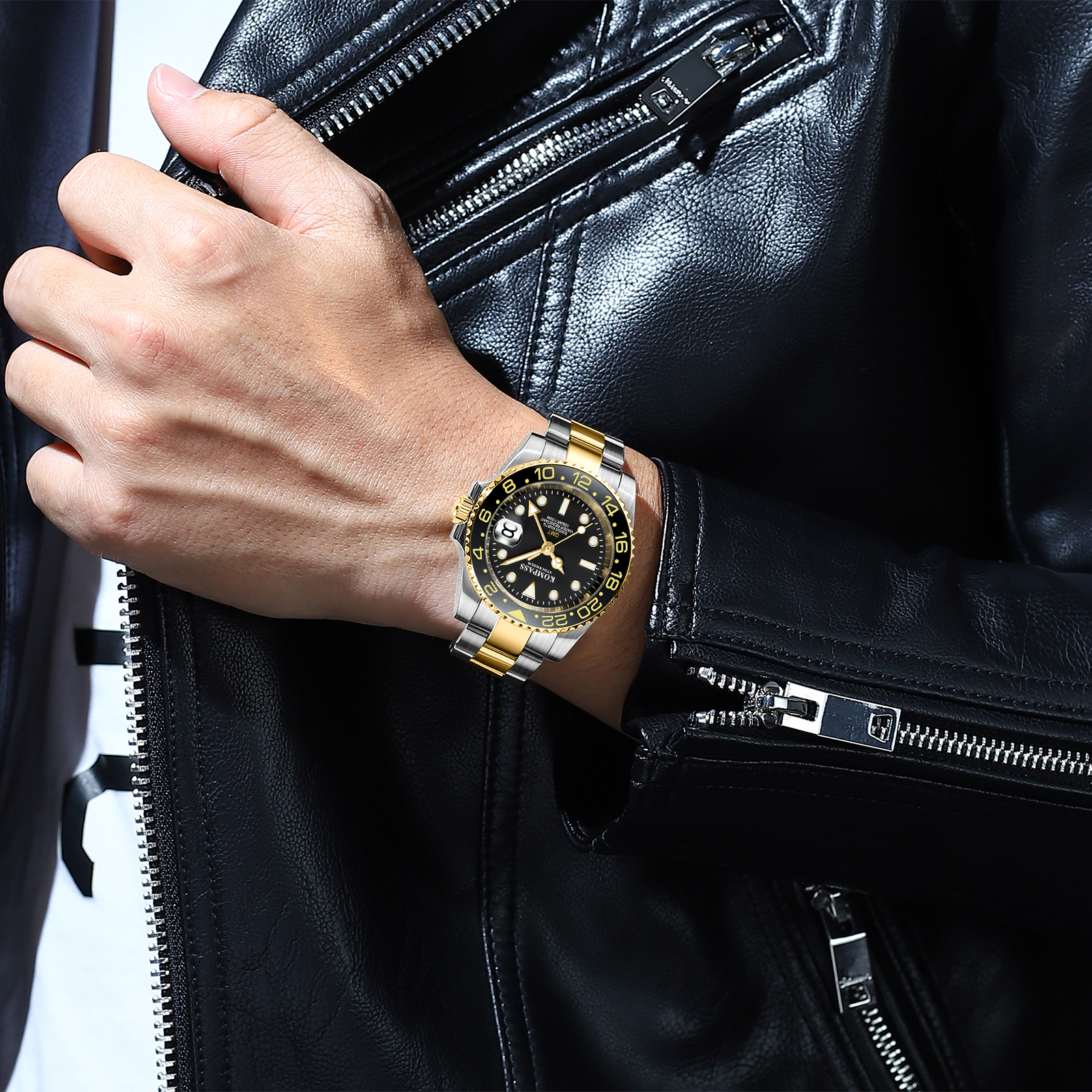 Kompass GMT-Professional Sapphire Steel Silver Black Gold - 5