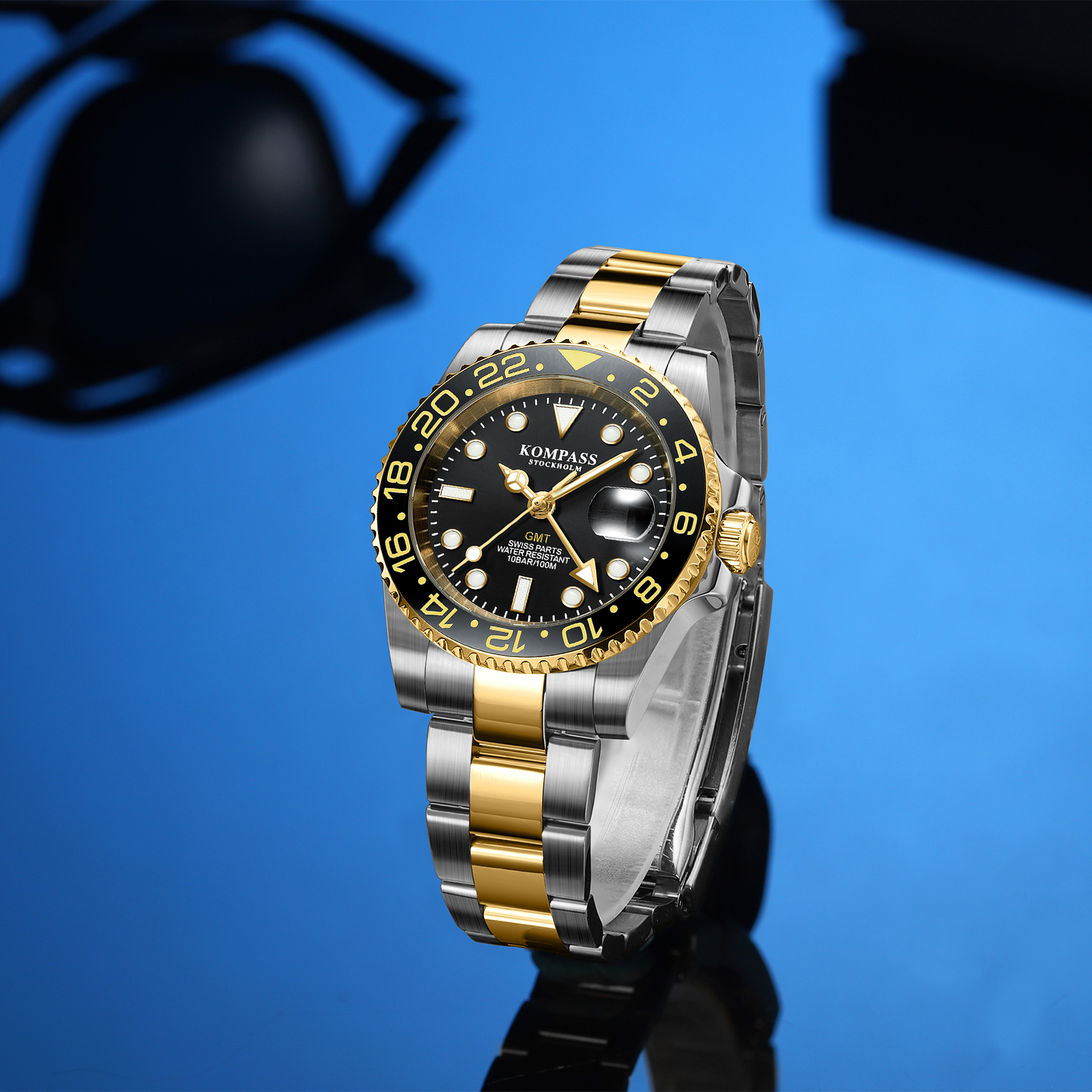 Kompass GMT-Professional Sapphire Steel Silver Black Gold - 6