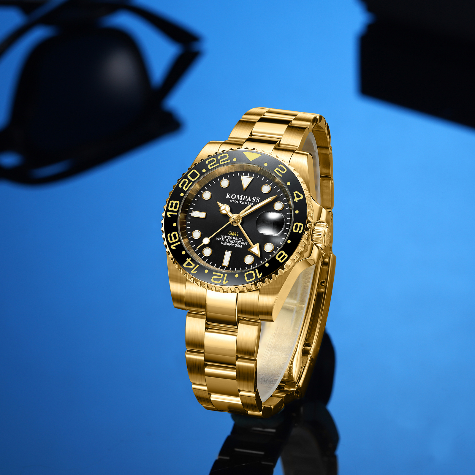 Kompass GMT-Professional Sapphire Steel Gold Black - 6