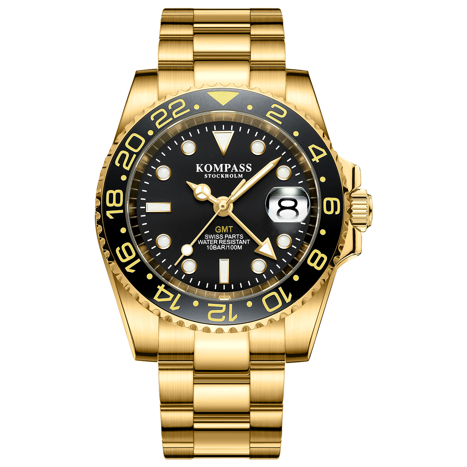 Kompass GMT-Professional Sapphire Steel Gold Black