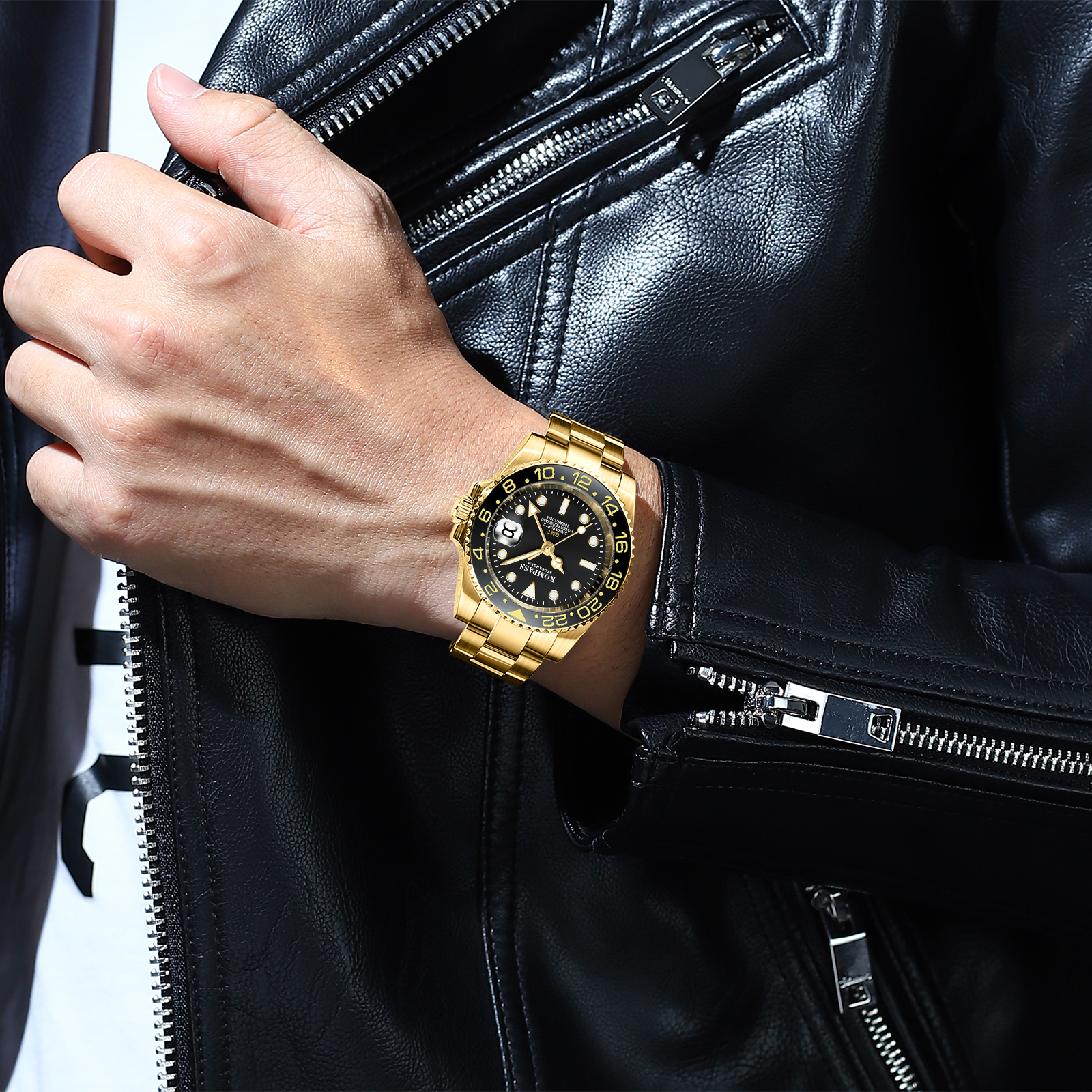 Kompass GMT-Professional Sapphire Steel Gold Black - 5