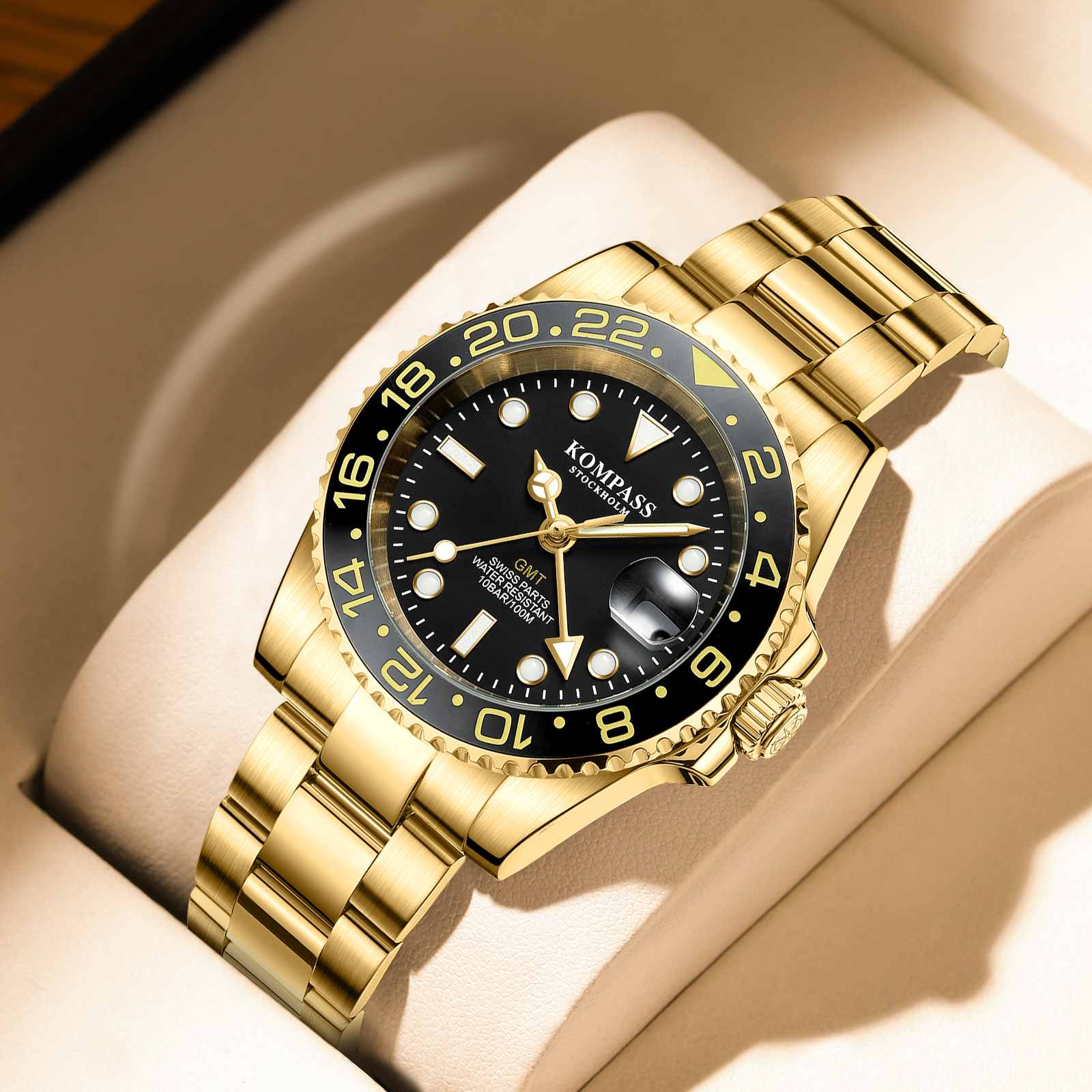 Kompass GMT-Professional Sapphire Steel Gold Black - 7