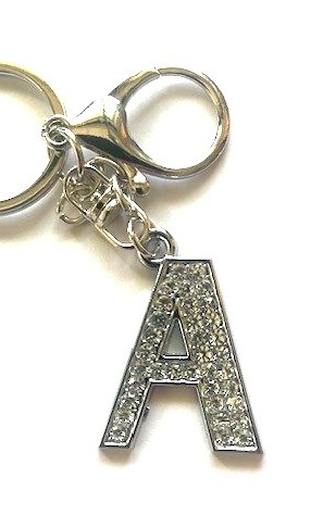 Nyckelring strass silver A  6-pack