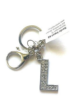 Nyckelring strass silver L  6-pack