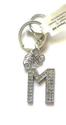 Nyckelring strass silver M  6-pack