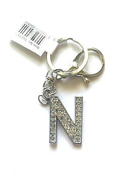 Nyckelring strass silver N  6-pack