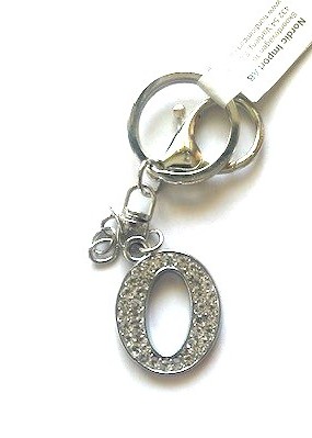 Nyckelring strass silver O  6-pack
