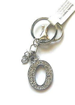 Nyckelring strass silver O  6-pack