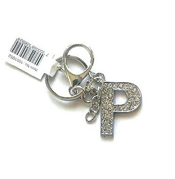 Nyckelring strass silver P  6-pack