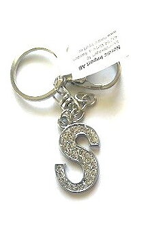 Nyckelring strass silver S  6-pack