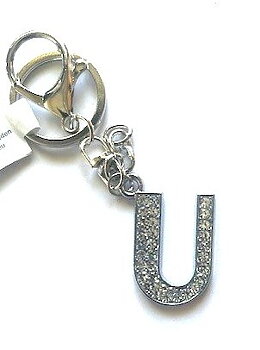 Nyckelring strass silver U  6-pack