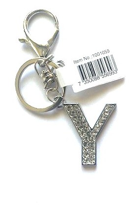 Nyckelring strass silver Y  6-pack
