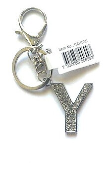 Nyckelring strass silver Y  6-pack