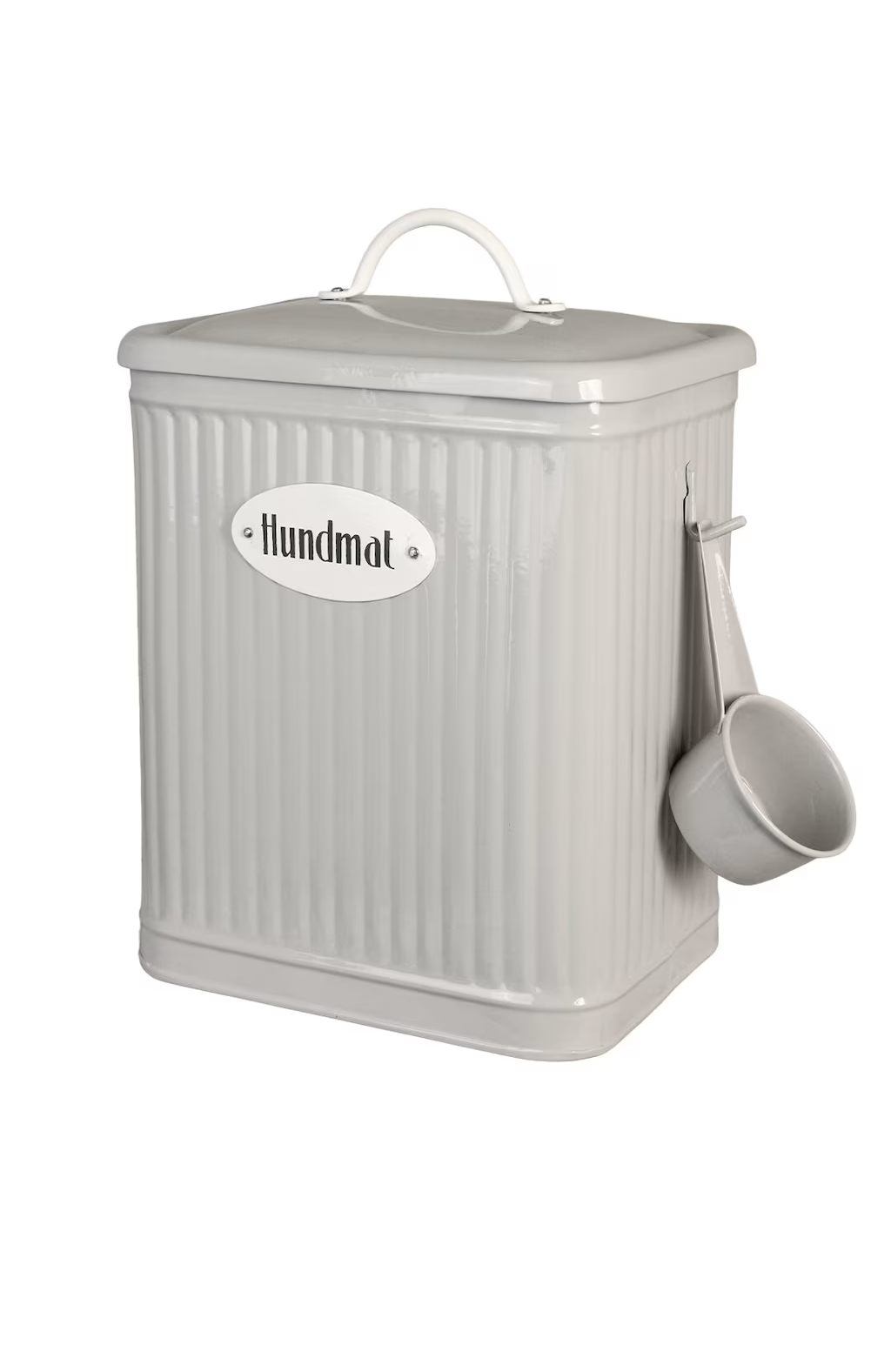 Plåtburk med lock och skopa - Hundmat - Beige