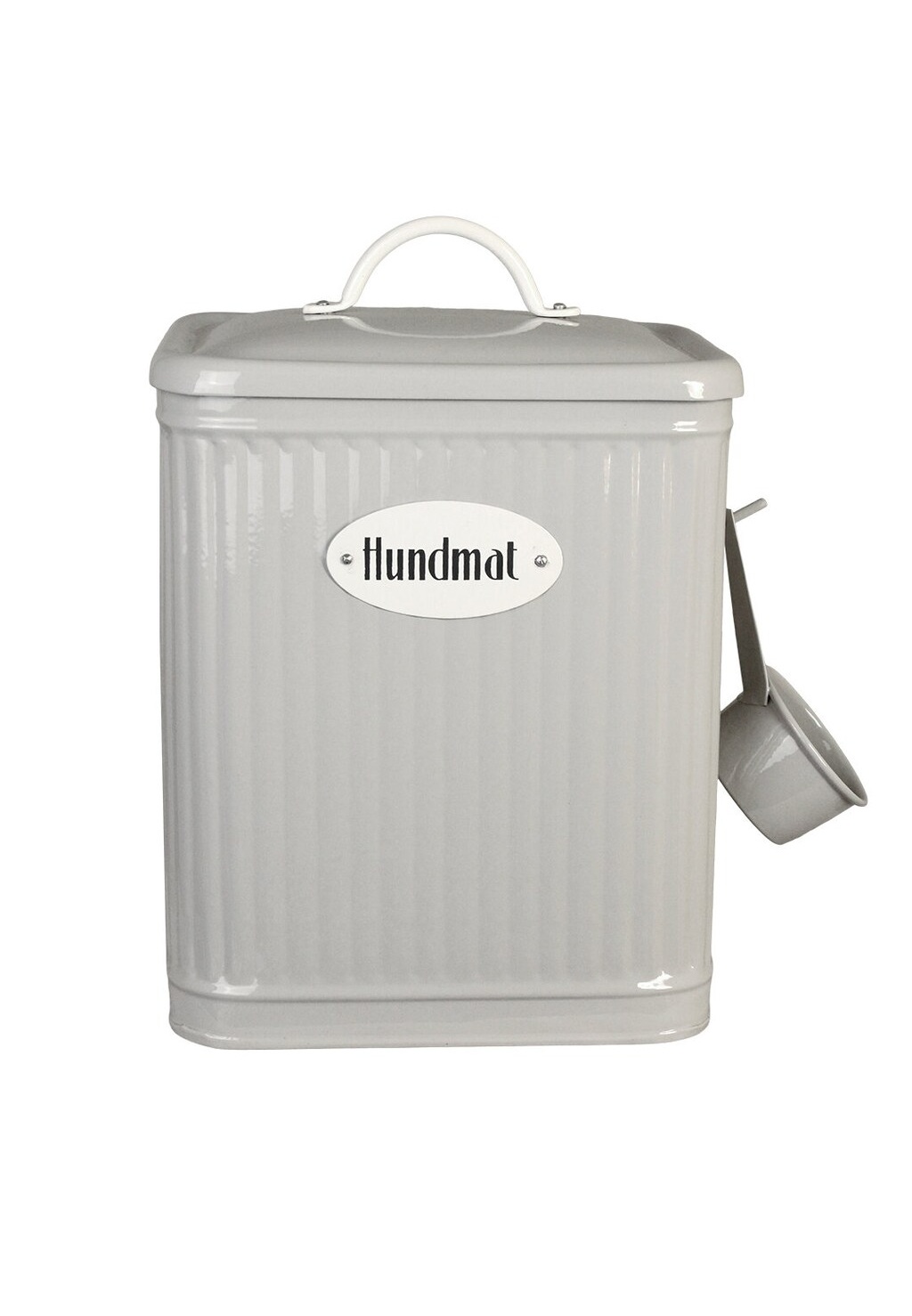 Plåtburk med lock och skopa - Hundmat - Beige - 3