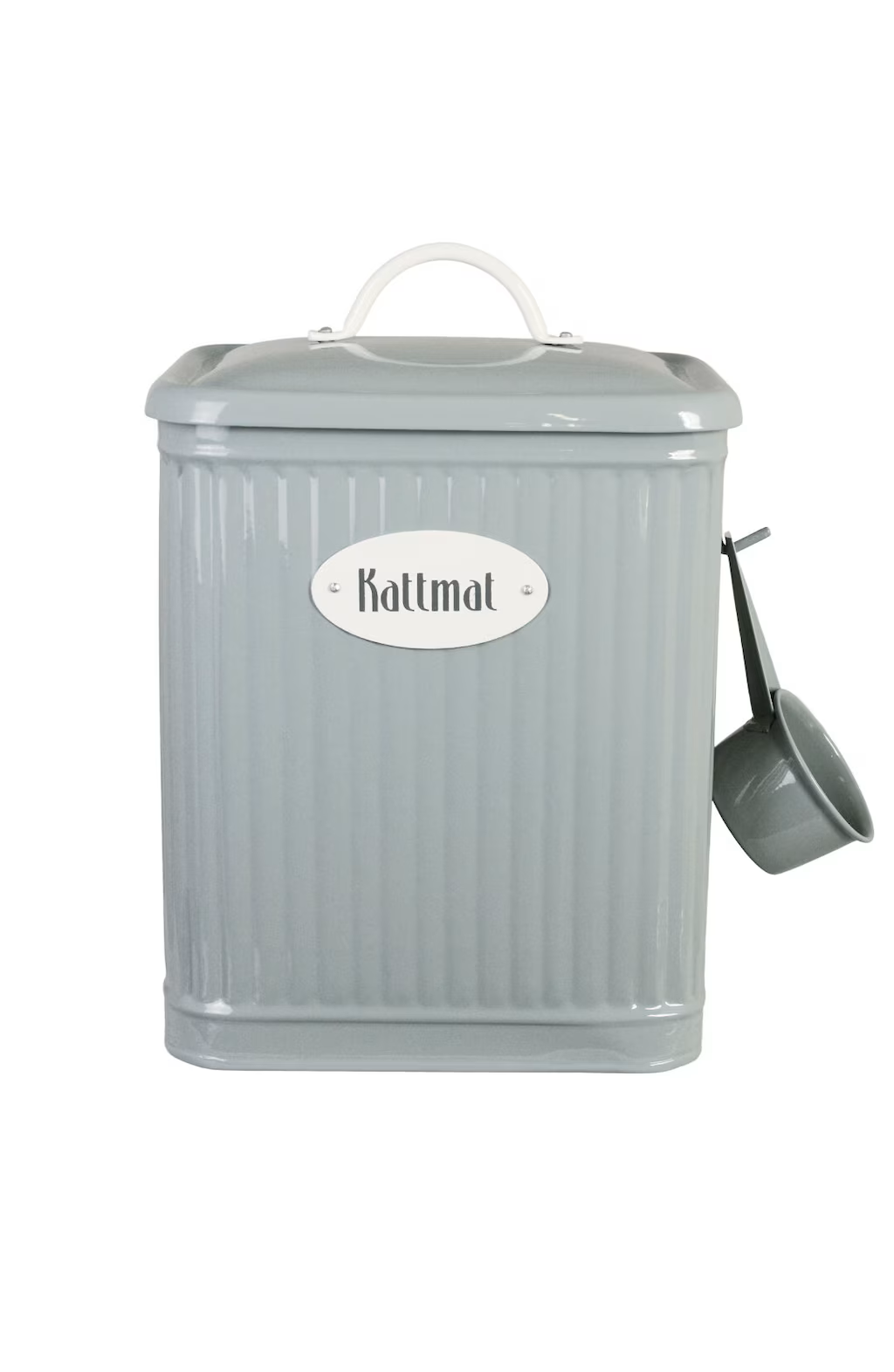 Plåtburk med lock och skopa - Kattmat - Grön - 2
