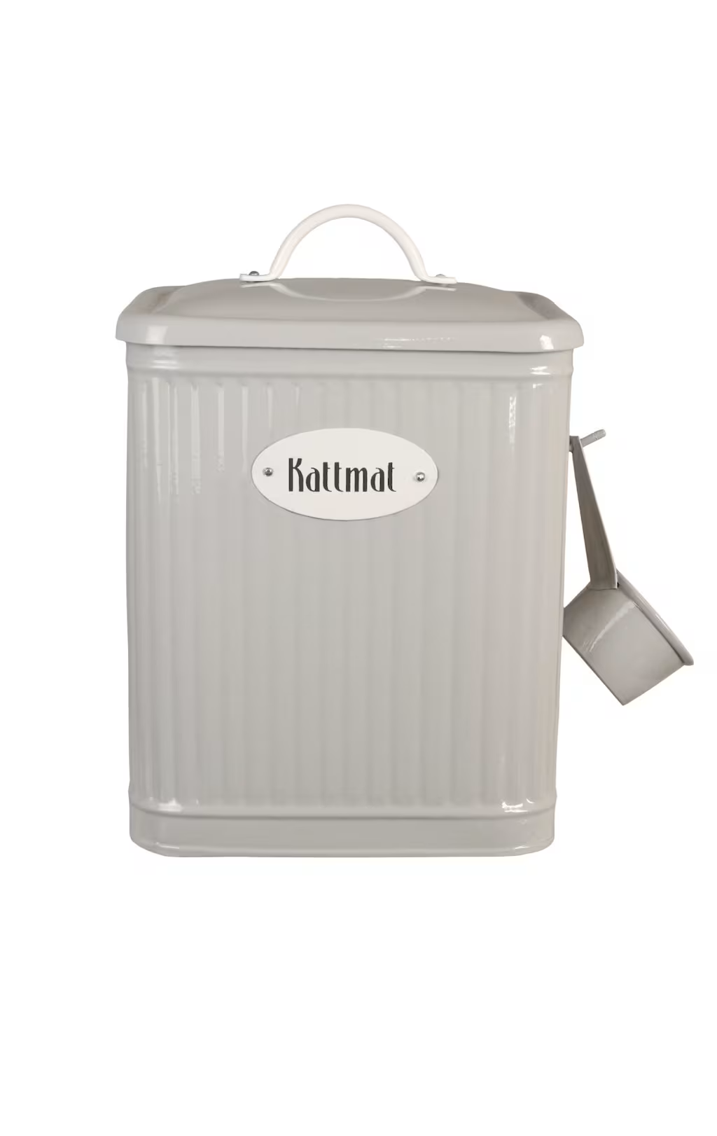 Plåtburk med lock och skopa - Kattmat - Beige - 2