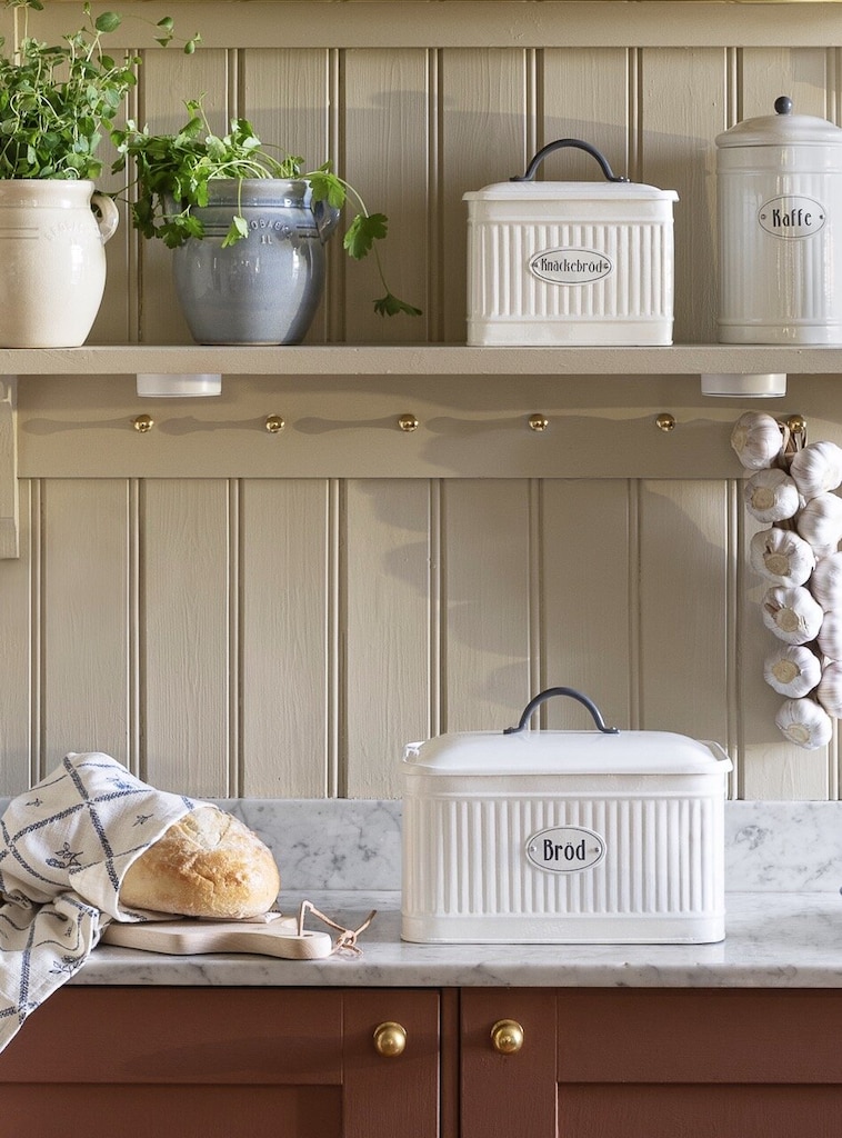 Bread box - Tin - White - 29x20 cm