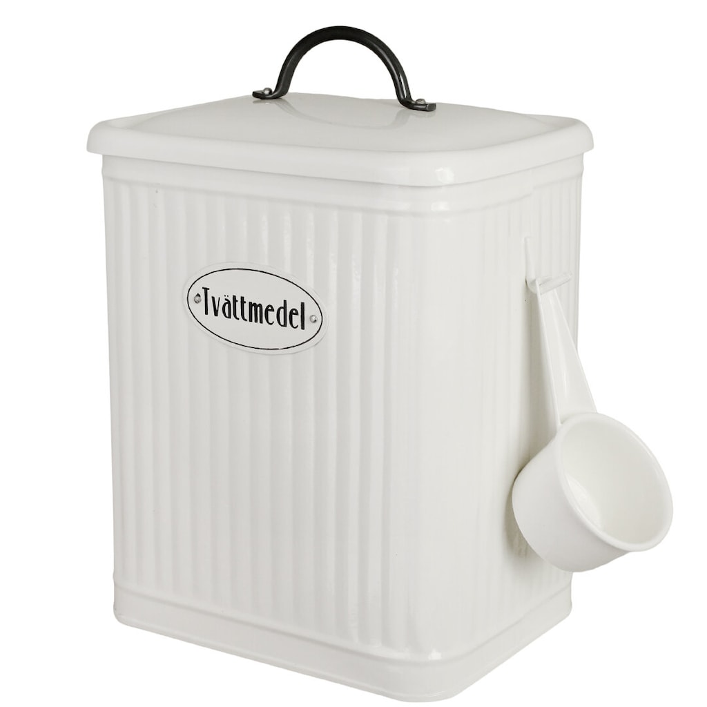 Tin with lid and scoop for detergent - White - 2