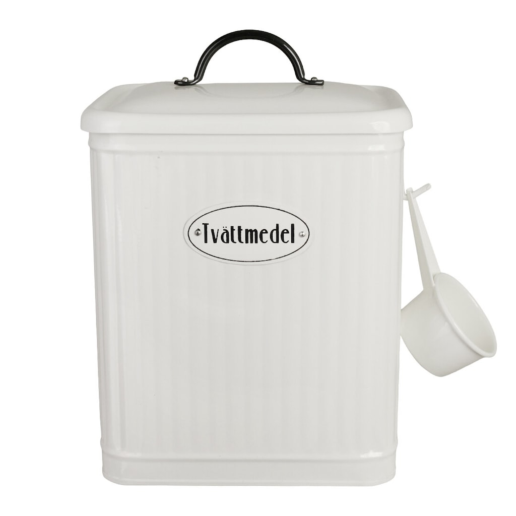 Tin with lid and scoop for detergent - White - 3