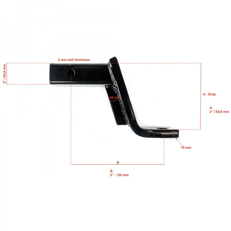 OFD Trailer Hitch Ball Mount Drop 2" - 2