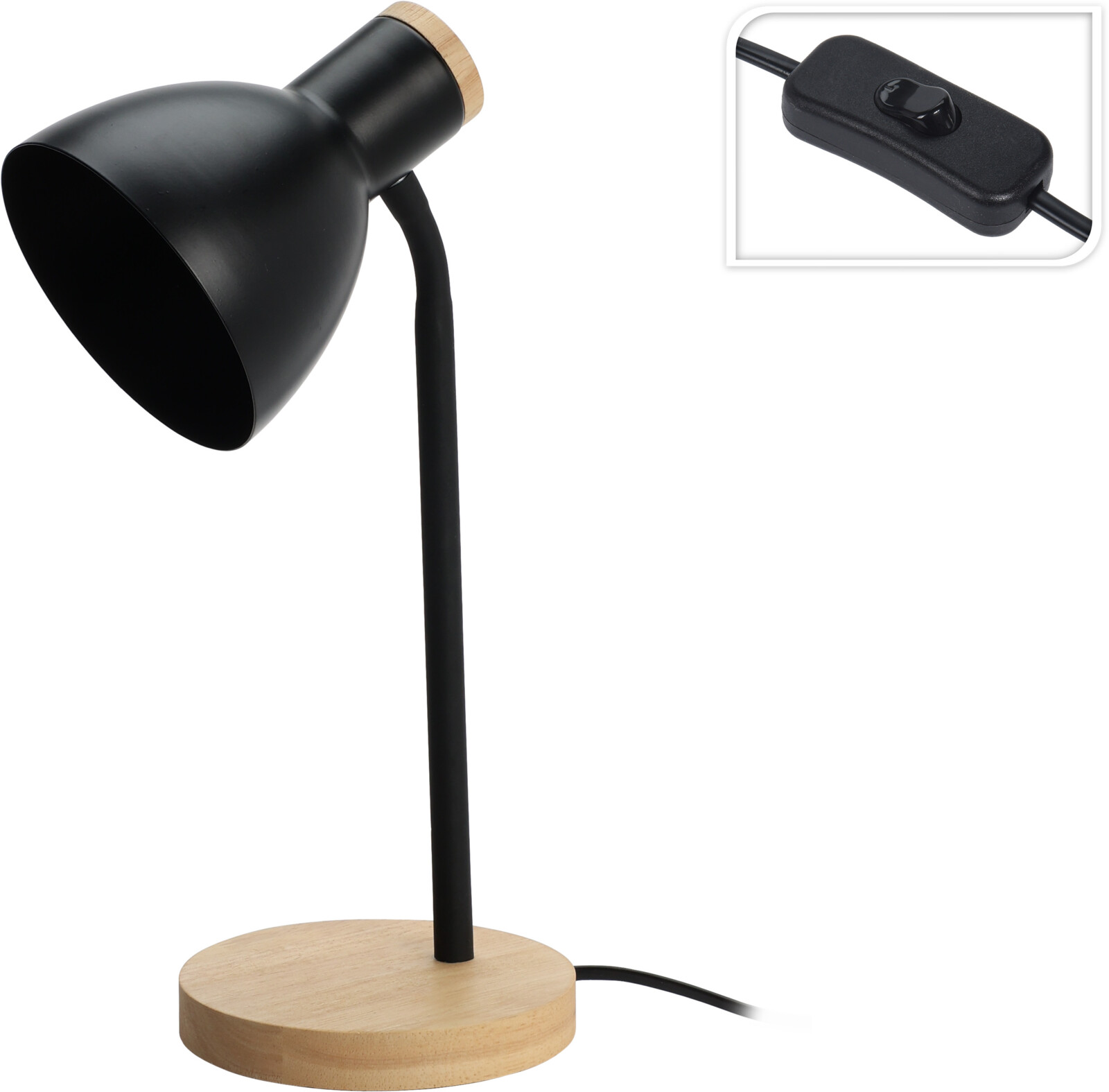 Bordslampa i metall och trä – svart 34 cm