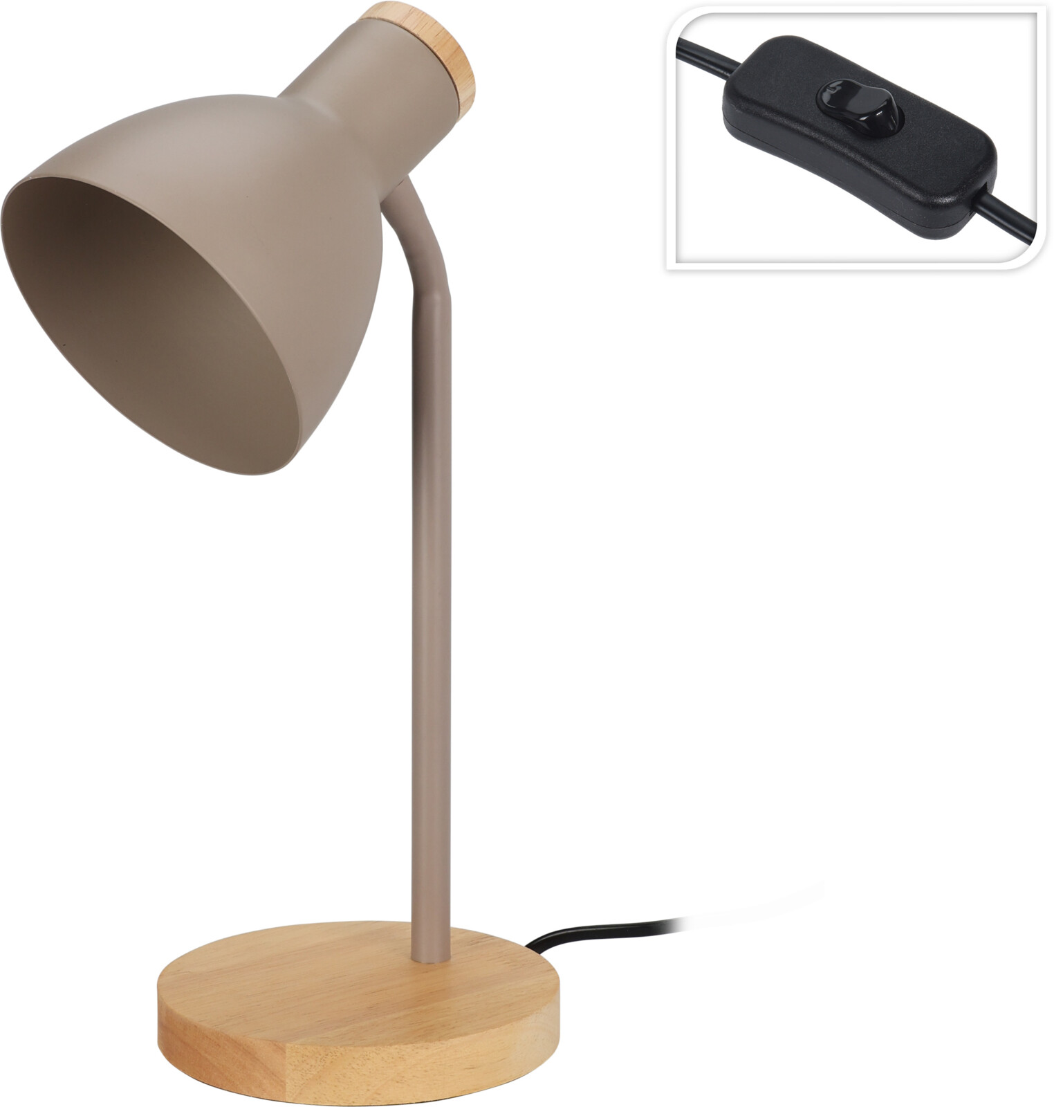 Bordslampa i metall och trä – beige 36 cm