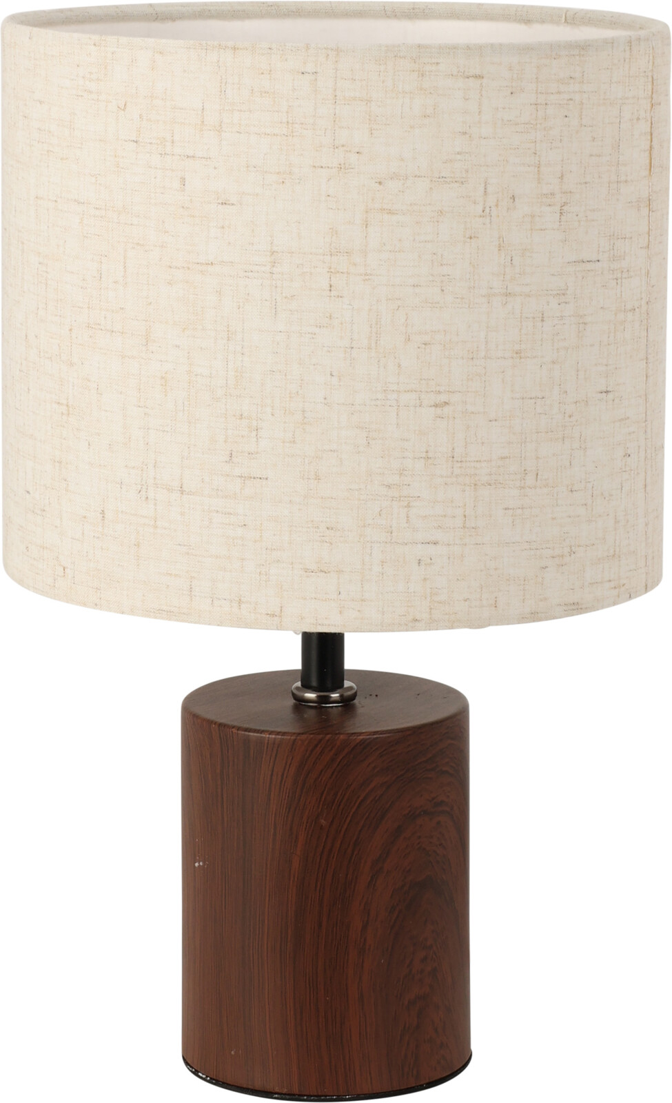 Bordslampa med textilskärm och trälook – Ø 18  29,5 cm