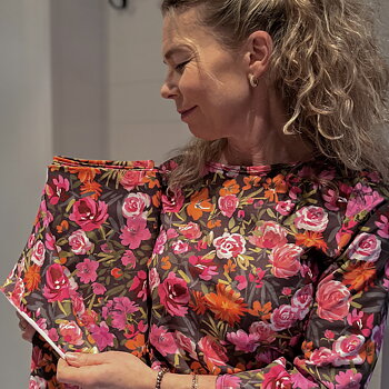 Jerseytyg ekologisk bomull,   "On fire ", metervara