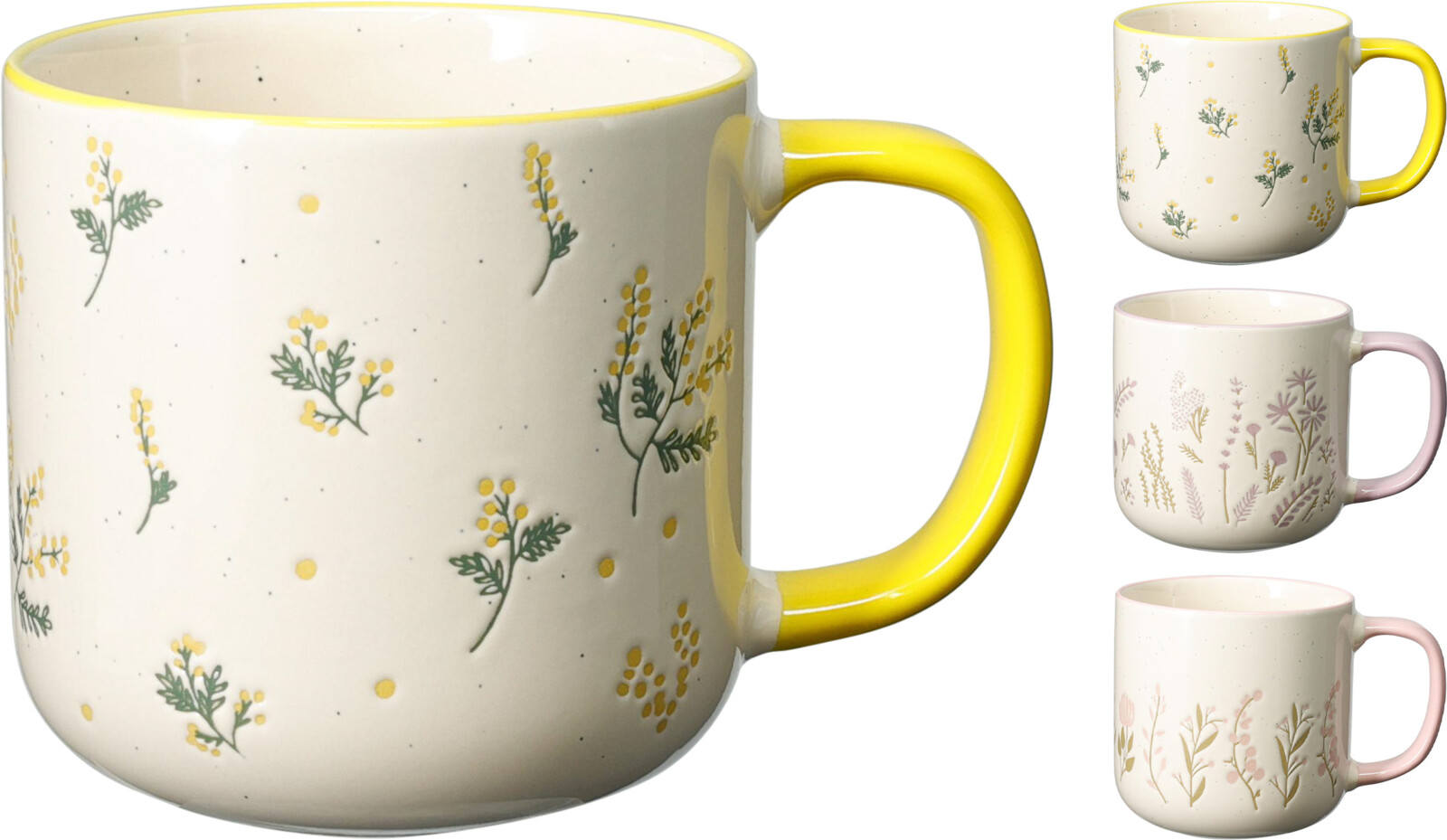 Stengodsmugg 420 ml - blomsterdesign