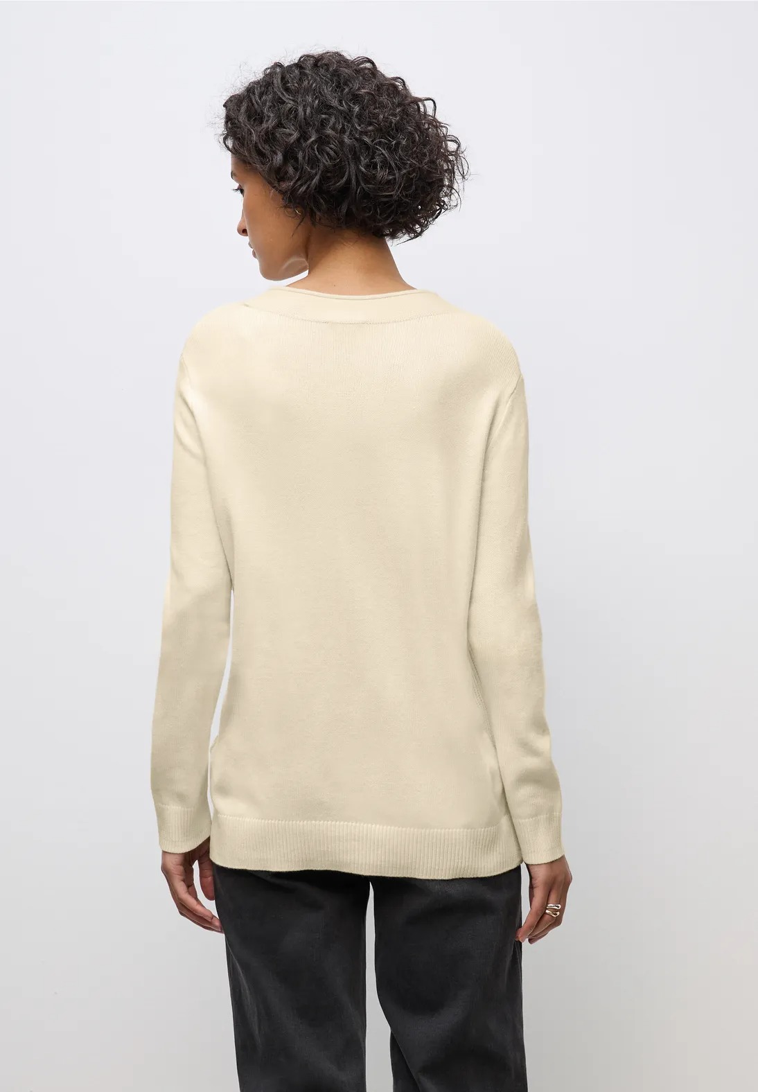 QR Rolled Edge Collar Sweater - Soft Beige - Street One - 4