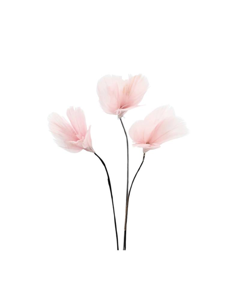 Feather Wired Flower - Light Pink - 2 cm - 12 pcs - 2