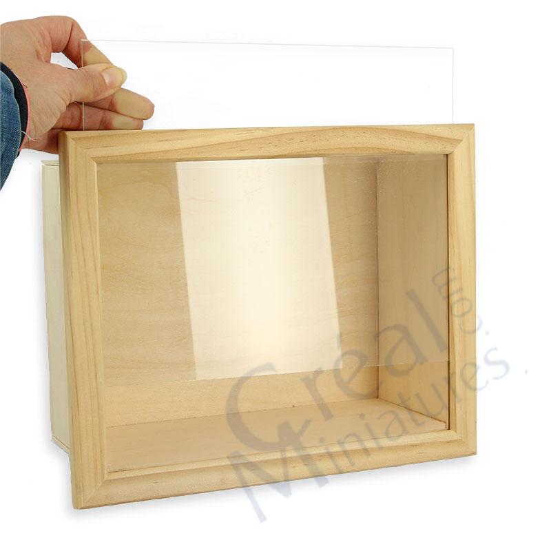 Omålad rumsbox/tittskåp med plexiglas - 2