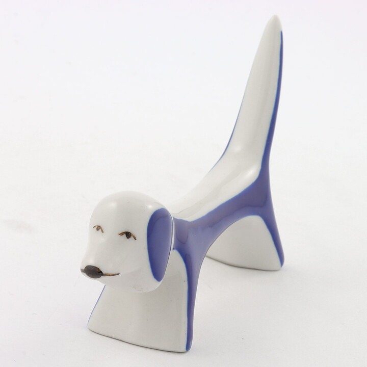 Jaroslav Ježek (1950s) Modern Blue/White Dog 13/7 cm