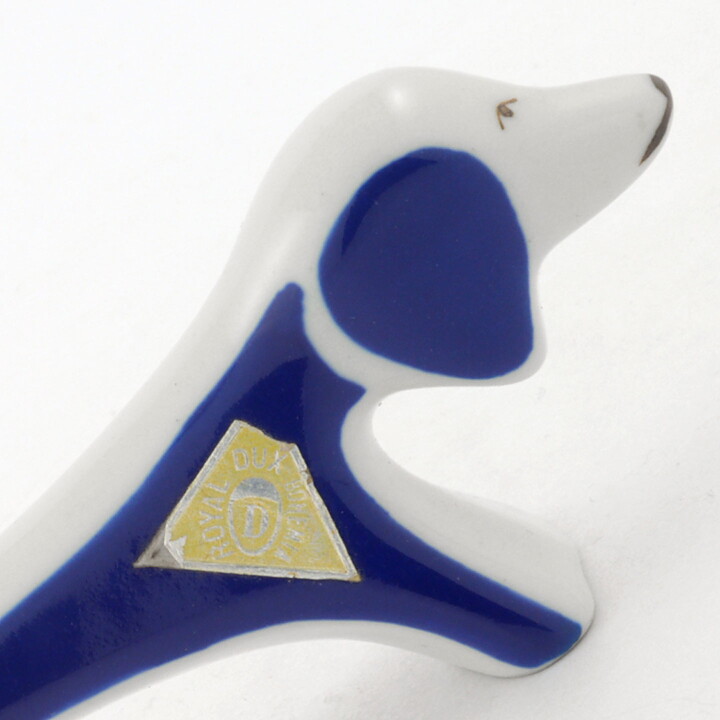 Jaroslav Ježek (1950s) Modern Blue/White Dog 13/7 cm