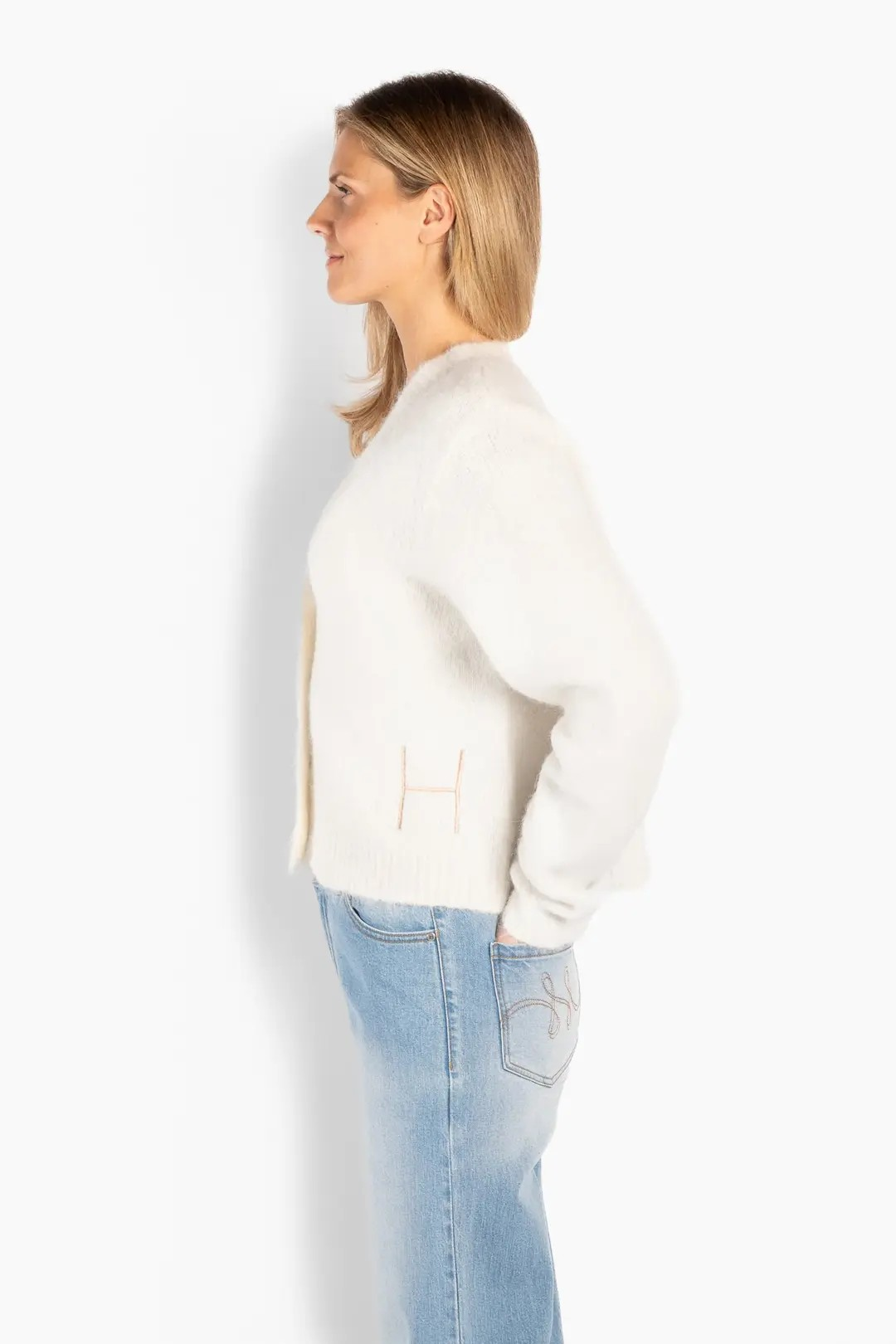 Pernille Short Cardigan - White Alyssum - Hést