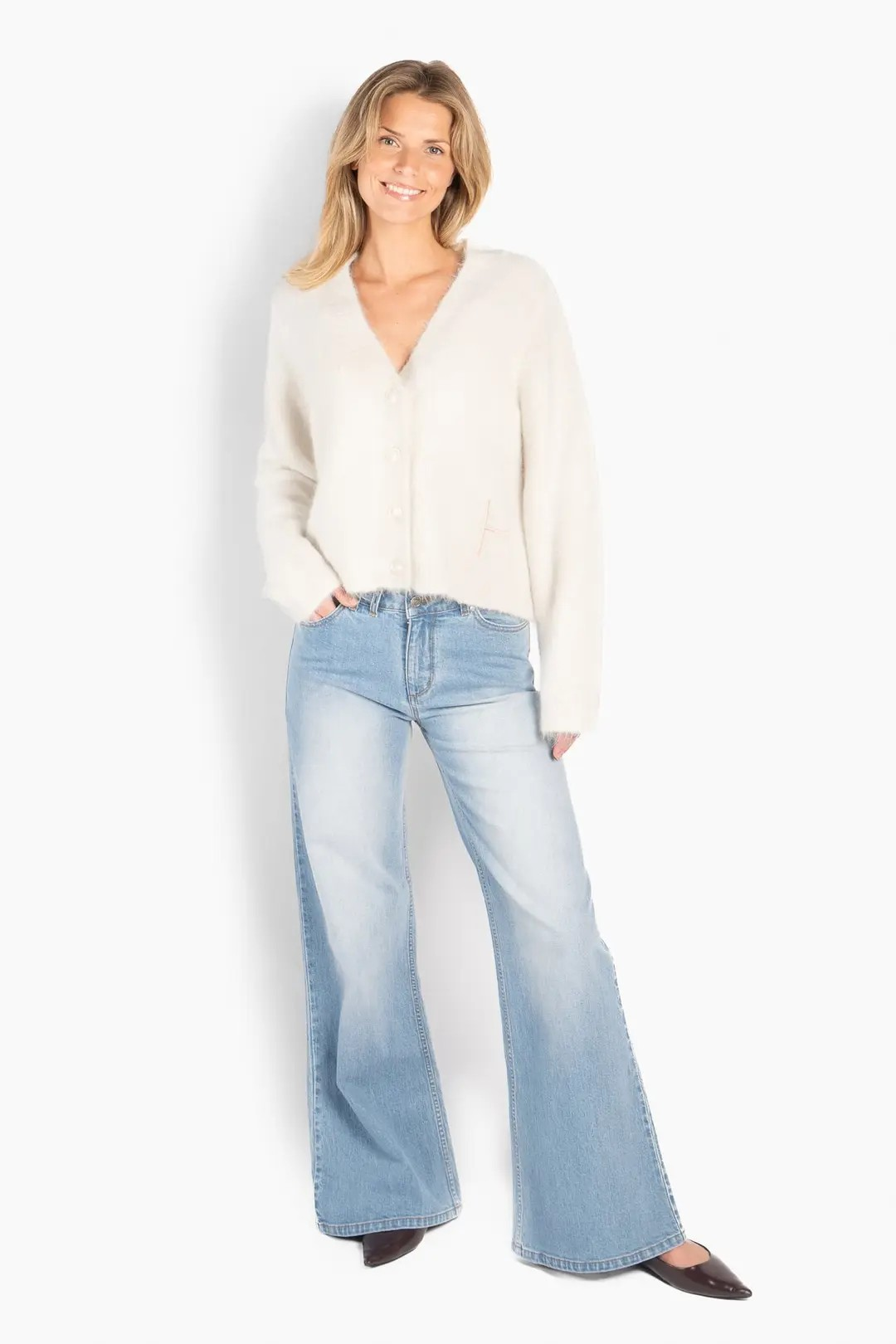 Pernille Short Cardigan - White Alyssum - Hést
