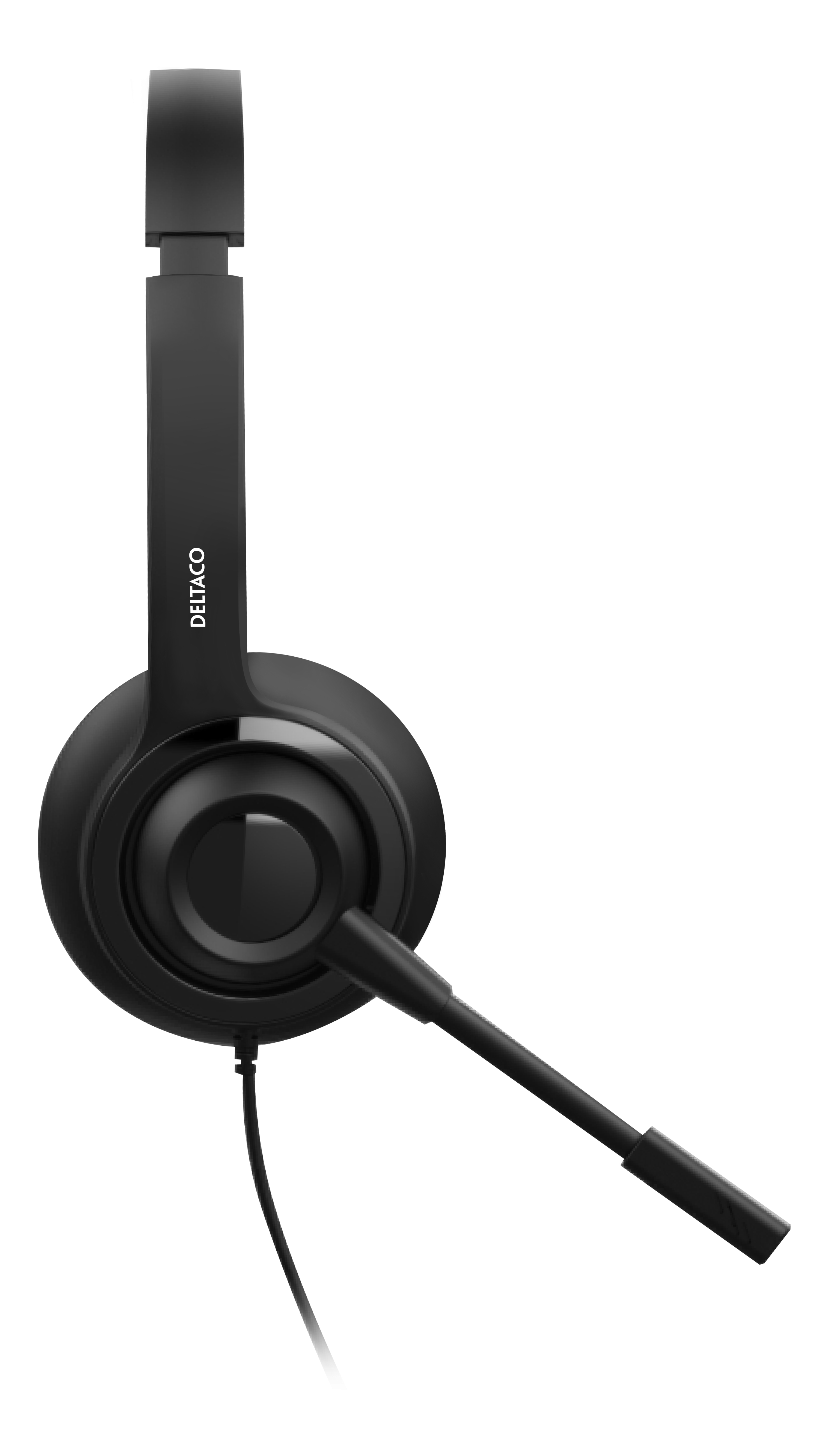 Deltaco Office USB mono headset, volymkontroll, brusreducerande mikrofon, svart - 2