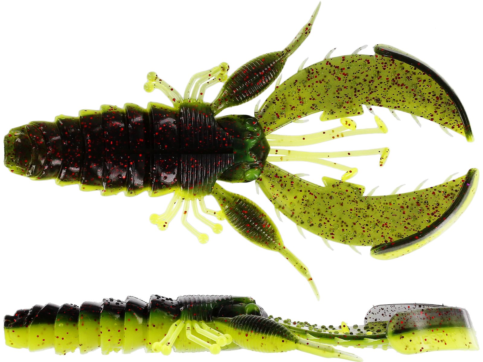 westin crecraw is a creaturebait like an exact copy of a real crayfish. great jig for big perch. black chartreuse