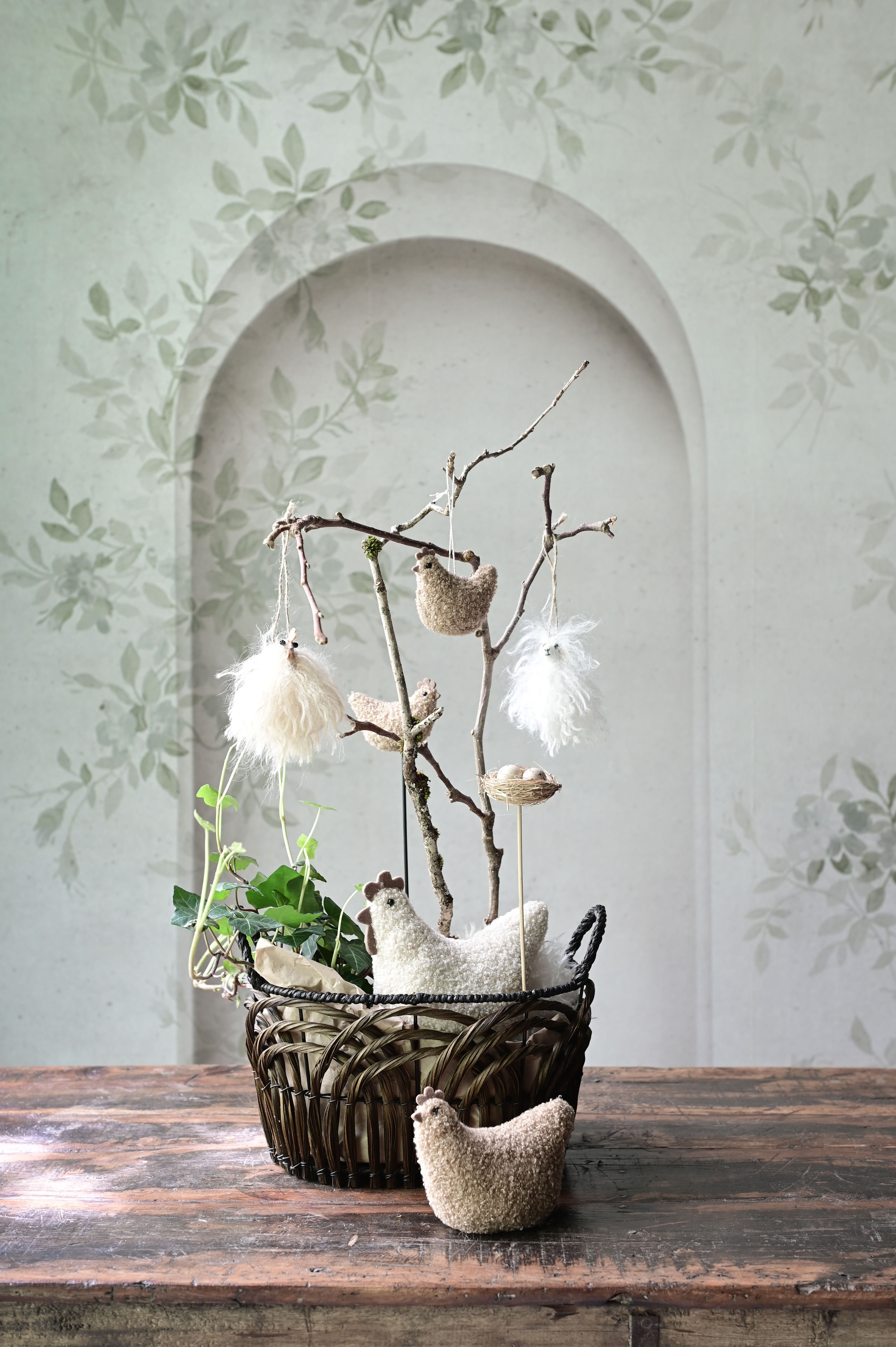 Roaster - White - Hanging Decoration - Easter decoration - 5x8 cm - 2