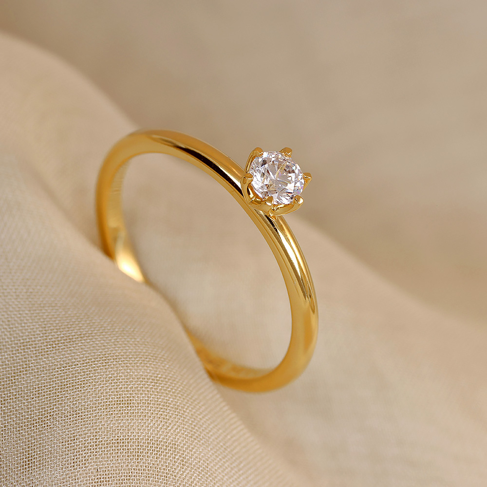 Ring solitär diamant 0,25 ct guld 18 karat  - 8