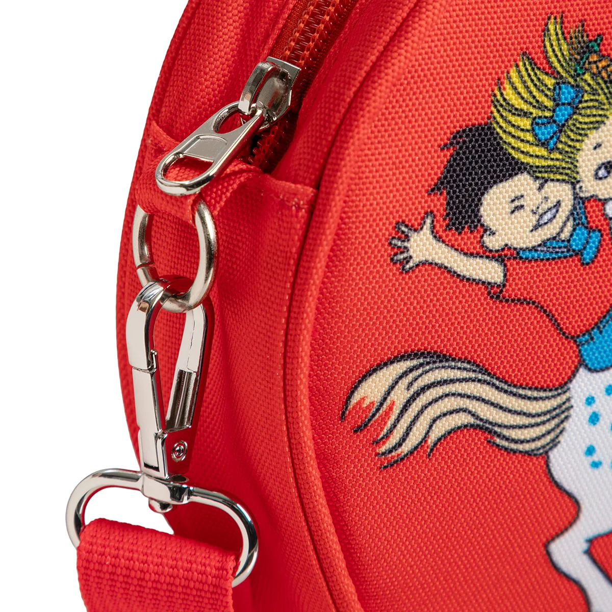 Pippi Långstrump Hupsu rund axelväska - Ryttare, röd - 2
