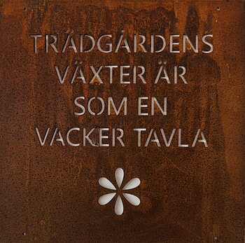 Trädgårdsskylt budskap - Trädgårdens växter ..