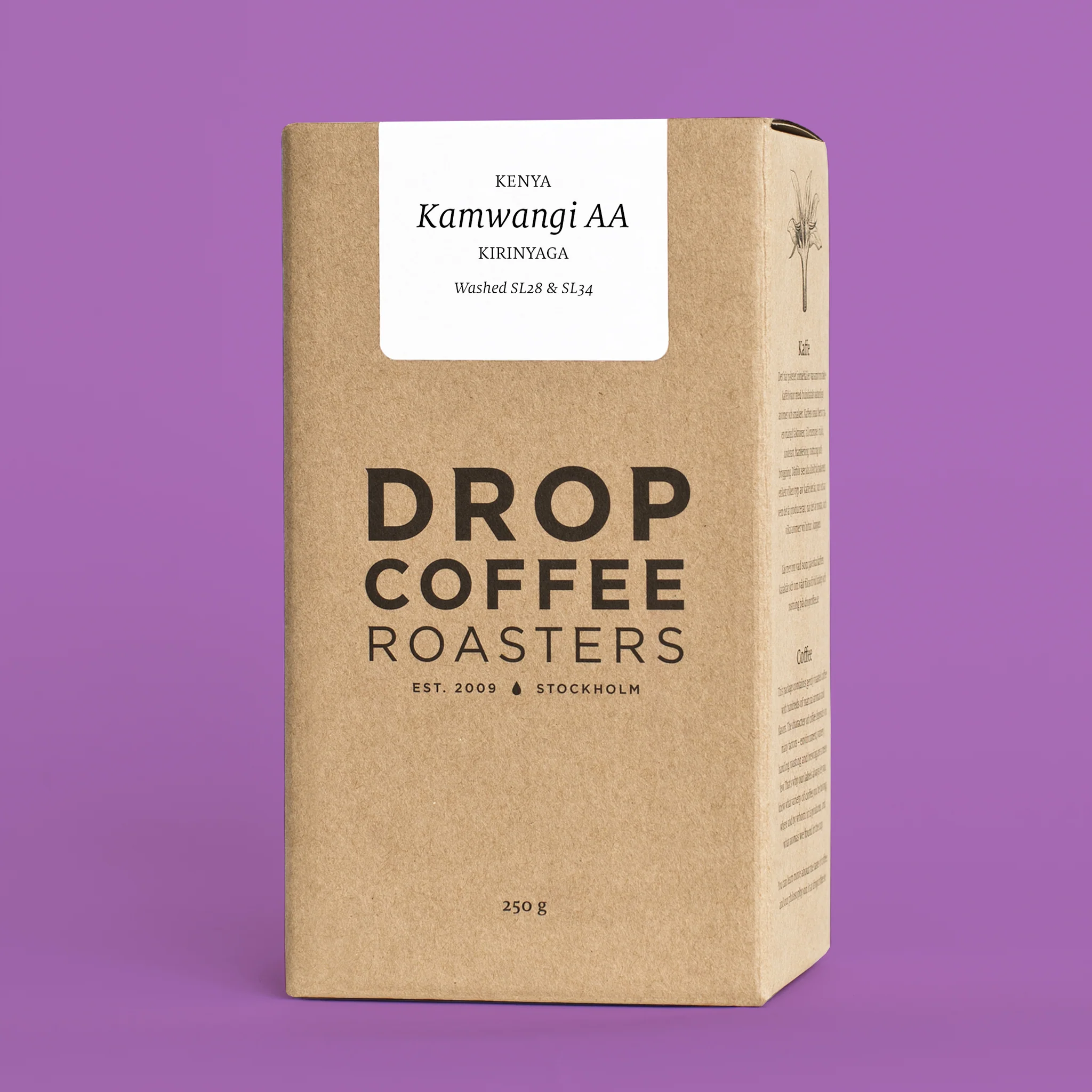 Drop Coffee - Kamwangi AA - Washed SL28 SL34 - Kenya - Ljusrostade hela kaffebönor - 250g