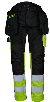 NordWear 2701 Hantverksbyxa Varsel Stretch Klass 1 Svart/Gul