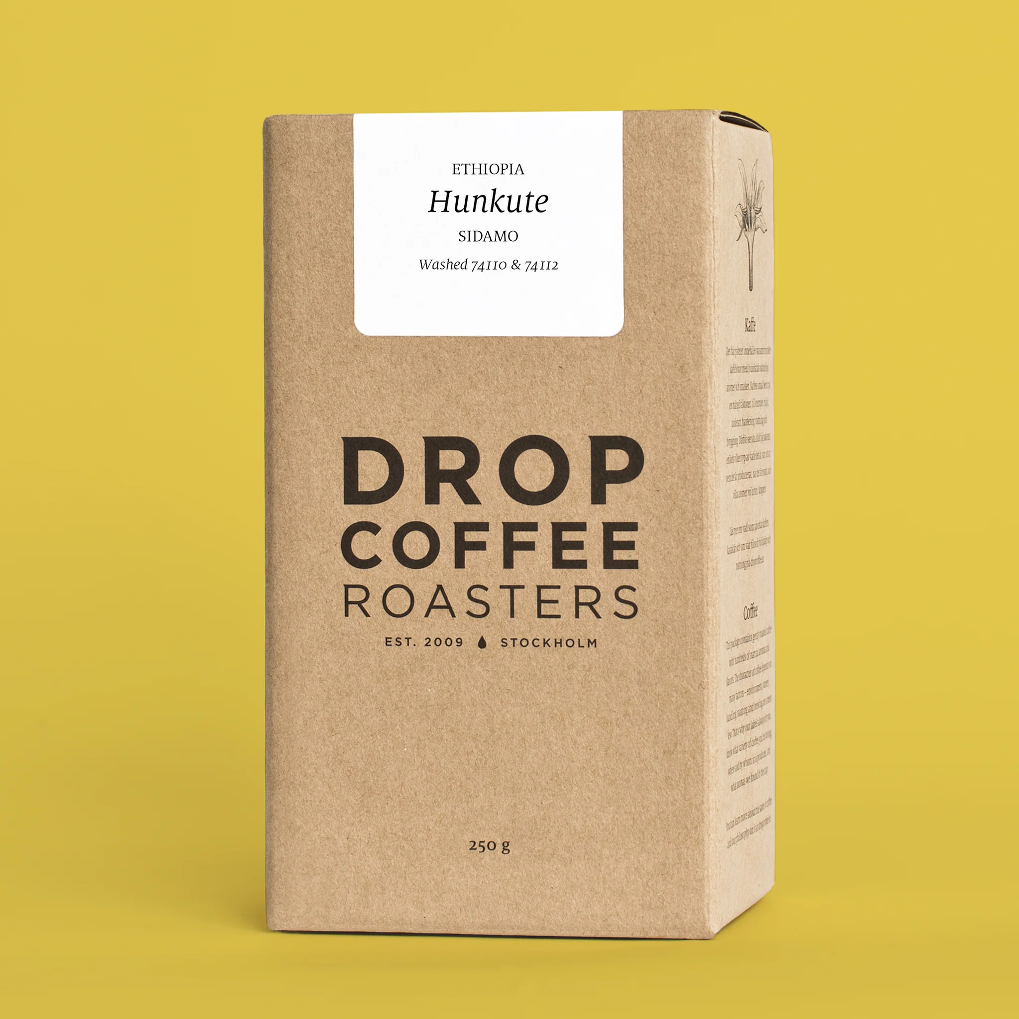 Drop Coffee - Hunkute - Etiopien - Tvättad 74410 & 74112 - Ekologiska (SE-EKO-06) ljusrostade hela kaffebönor - 250g