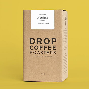 Drop Coffee - Hunkute - Etiopien - Tvättad 74410 & 74112 - Ekologiska (SE-EKO-06) ljusrostade hela kaffebönor - 250g