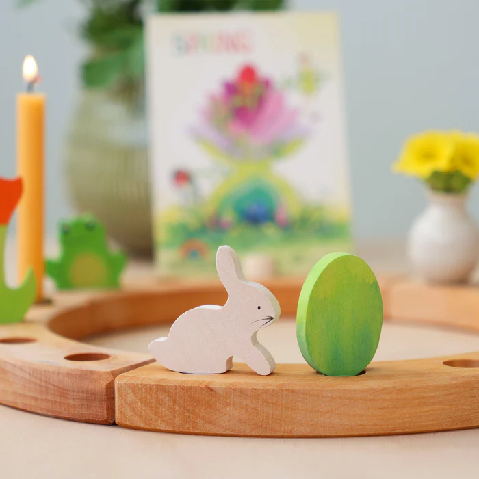 Grimms Födelsedagsring Dekoration  Batik Grön Påskset - närbild i årstidsring