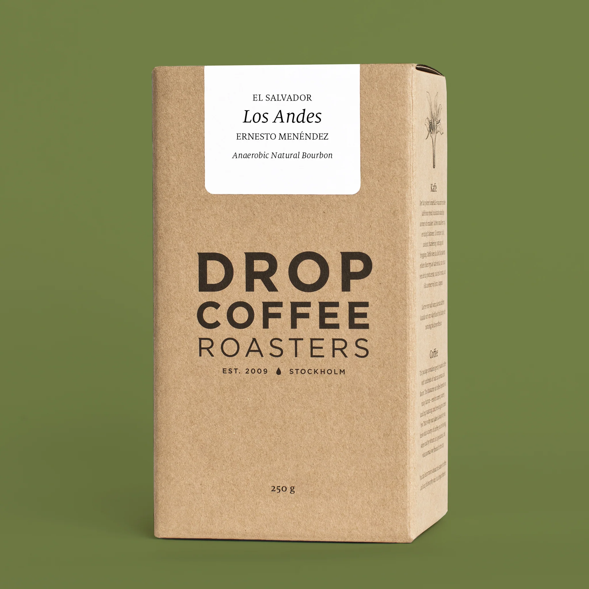 Drop Coffee - Los Andes - El Salvador - Anaerobic Natural Bourbon - Ljusrostade hela kaffebönor - 250g