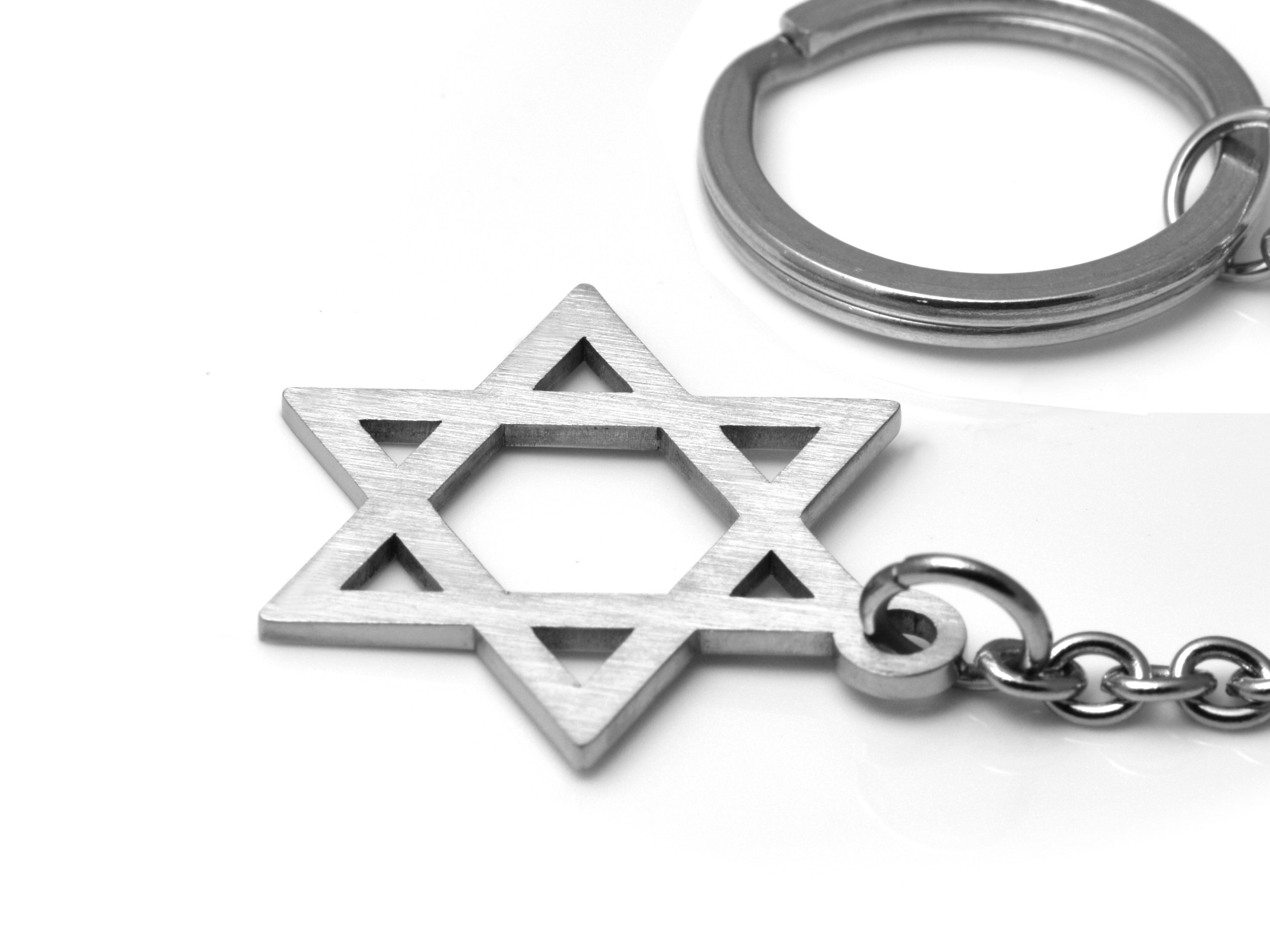 Davidsstjärna Nyckelring i Rostfritt Stål, Judisk Symbol Judaism Magen David Nyckelhållare - 3